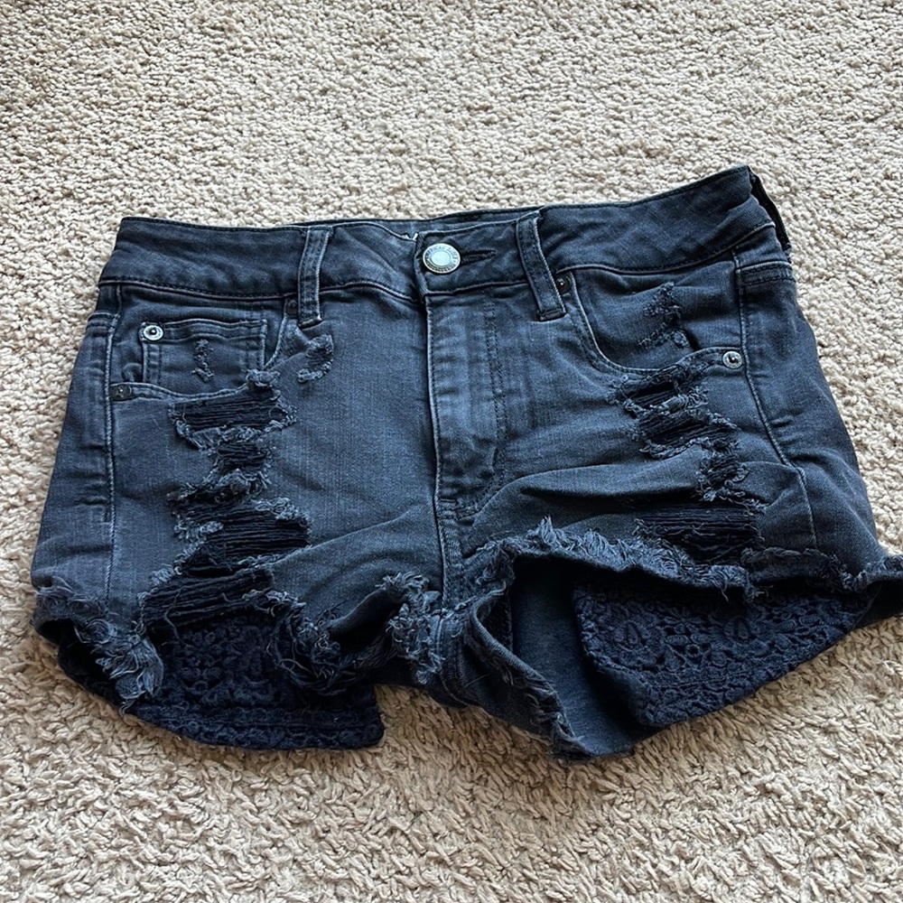 American eagle black jean shorts
